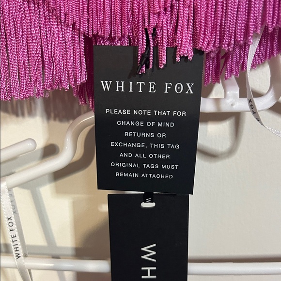 White Fox Boutique Vibrant Pink Fringe Skirt Set - Picture 2 of 5